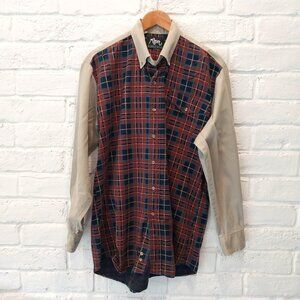 Roper Shirt Mens XL 17 35 Red Blue Plaid Western Button Contrasting Long Sleeve